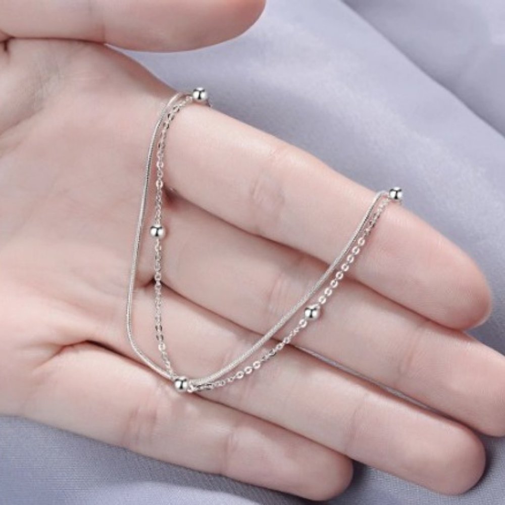 NEW Sterling Silver Double chain Bracelet - Picture 5 of 5